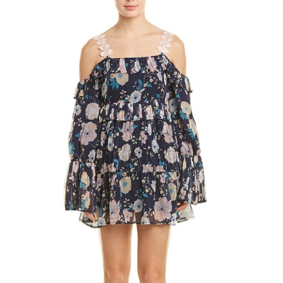 foxiedox Dresses & Skirts - Foxiedox Brylee cold shoulder floral mini dress size L